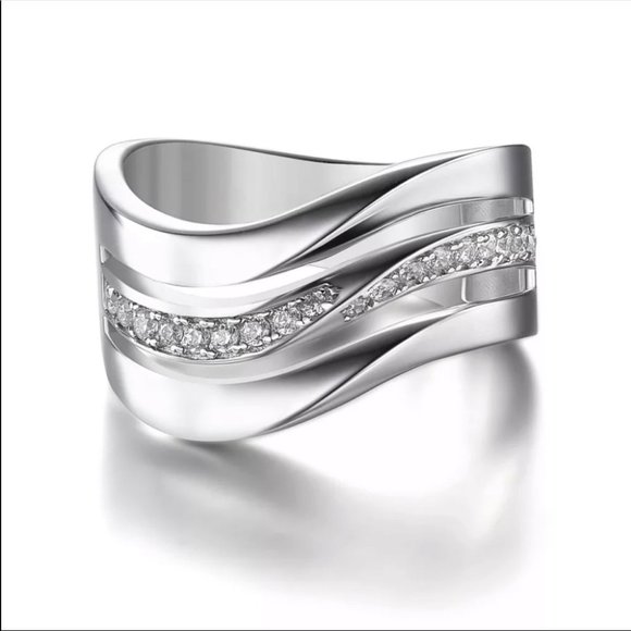 Luxury Unisex New 925 Silver Party Diamond Ring - Picture 2 of 6